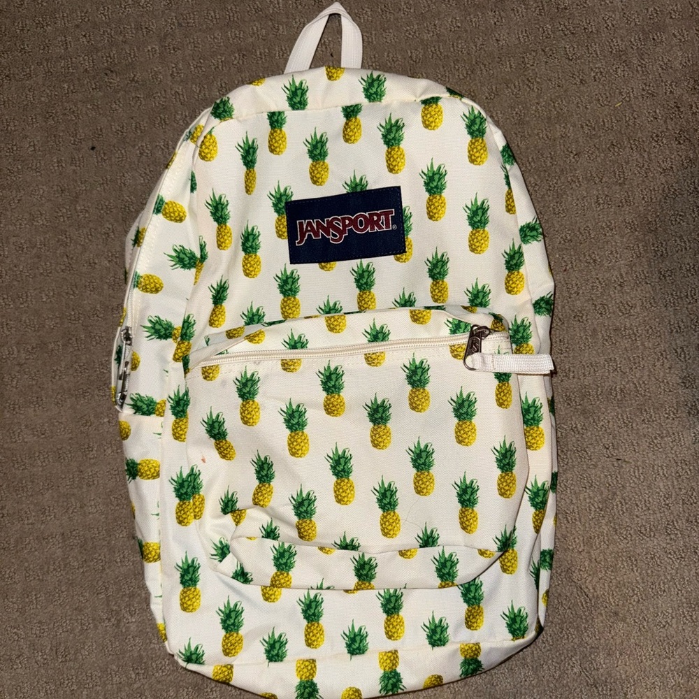 JanSport Backpack with Pineapple Print - White and Yellow